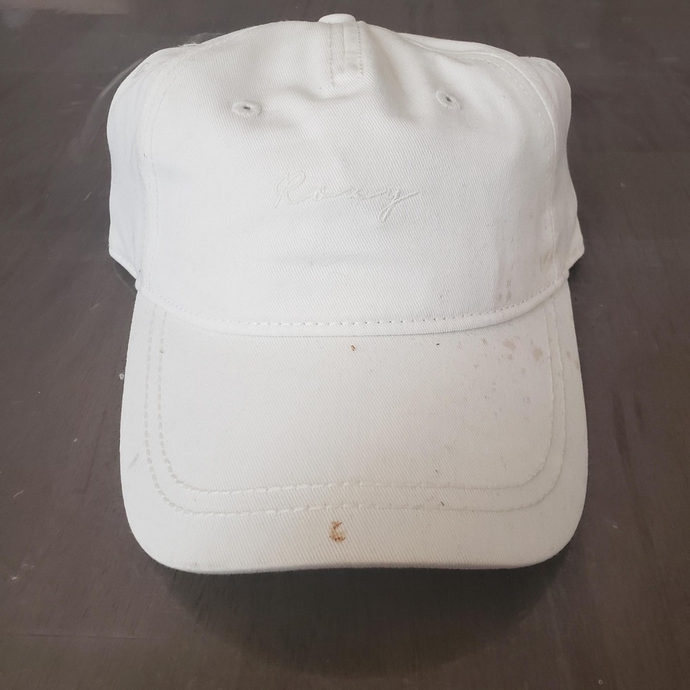 Roxy Hat Cap Strap Back White Embroidered Logo Surf Beach Casual Womens Canvas